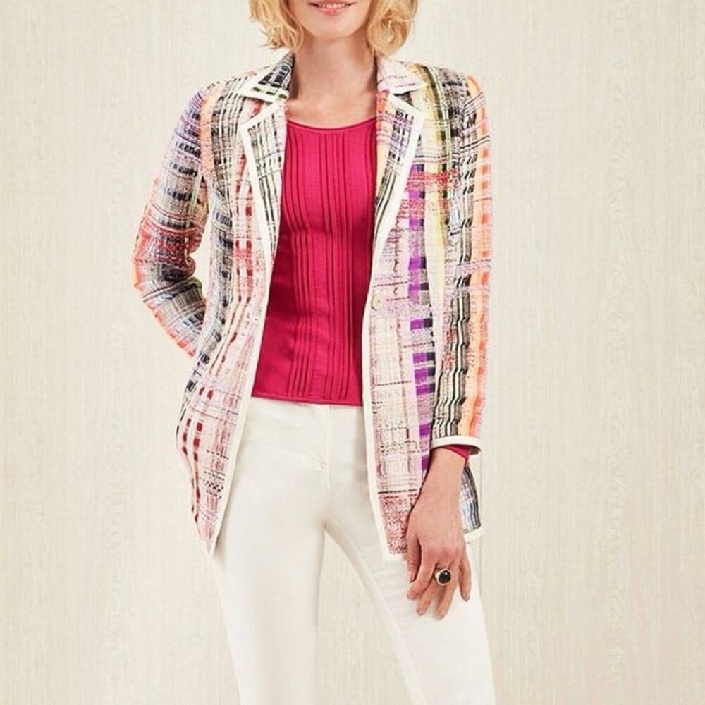 Carlisle Collection | Colorful Tweed One Button Blazer Jacket Size 6